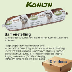 100% Konijn  worst 400gr (per doos 10st)