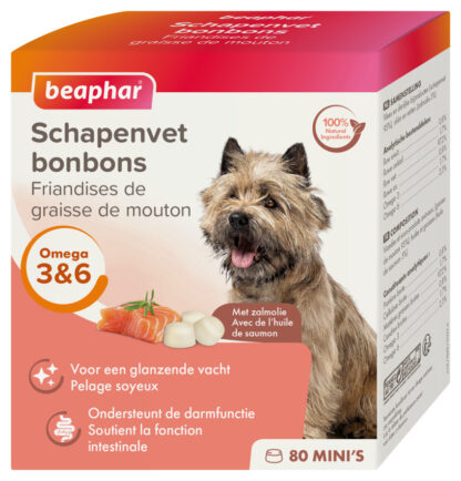 Beaphar schapenvet bonbons mini zalm 245gr ACTIE