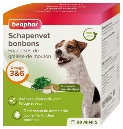 Beaphar schapenvet bonbons mini zeewier 245gr ACTIE