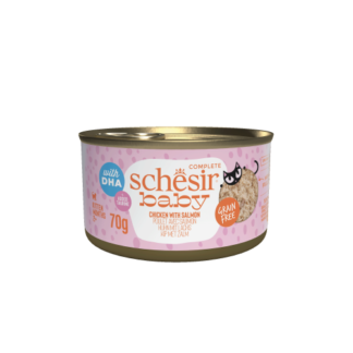 Schesir Baby kitten blik bouillon kip&zalm 12x 70gram