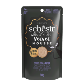 Schesir After Dark velvet kat pouch mousse kip&eend 12x 80gram