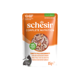 Schesir Complete&Balanced kat pouch gelei tonijn&kip&garnalen 12x 85gram