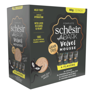 Schesir After Dark velvet kat pouch variety pack mousse 12x80gr