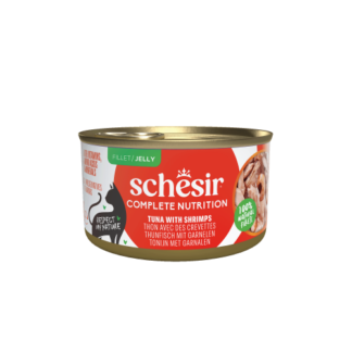 Schesir Complete&Balanced kat blik gelei tonijn&garnalen 12x 85gram