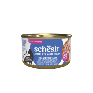 Schesir Complete&Balanced kat blik bouillon tonijn&witvis 12x 85gram