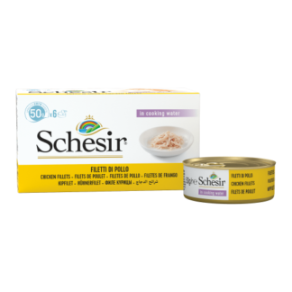 Schesir kat blik bouillon kipfilet mp 6x50gr