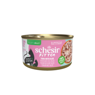 Schesir Kitten Care 3-12 blik gelei tonijn&aloe 14x 85gram